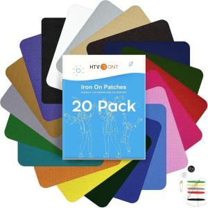 imageHTVRONT Iron on Patches for Clothing Repair 20 PCS MultiColored Fabric Patches for Clothes Repair 20 Shades Iron Patches for Clothes Clothing Repair Decorating Kit 37quot by 49quot