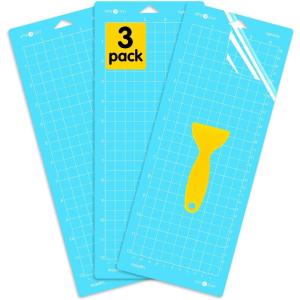 imageHTVRONT Light Grip Cutting Mat For Cricut Joy  3 Pack 45X12inch Cutting Mat For Vinyl Thin Cardstock Crafts Light Adhesive Sticky Quilting Mats Replacement Accessories for Cricut Machine Blue