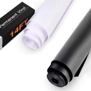 imageHTVRONT Matte Black Permanent Vinyl  12quot x 14FT ampamp HTVRONT Matte White Permanent Vinyl  12quot x 14 FT