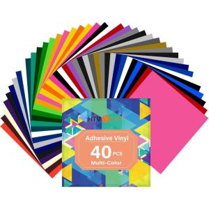 imageHTVRONT Permanent Vinyl for Cutting Machine100 Pack 12 quotx12 Adhesive Vinyl Sheets Set 90 Sheets Permanent Bundle ampamp 10 Transfer Tape for Projects and CraftingMulticolored2