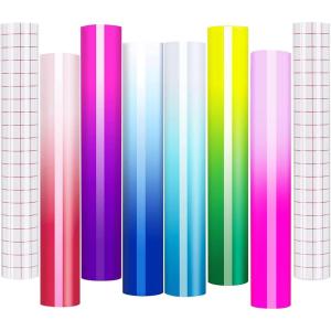 imageHTVRONT Permanent Vinyl for Cutting Machine100 Pack 12 quotx12 Adhesive Vinyl Sheets Set 90 Sheets Permanent Bundle ampamp 10 Transfer Tape for Projects and CraftingMulticoloredcold Color Changing Vinyl 1