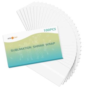 imageHTVRONT Shrink Wrap for Sublimation Tumblers 5X10 Inch  100PCS Sublimation Shrink Wrap Sleeves HeatResistant Tumbler Shrink Wrap Film
