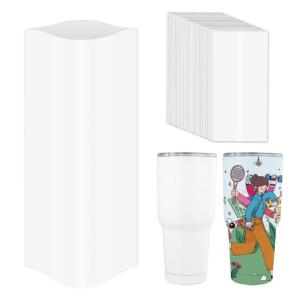 imageHTVRONT Shrink Wrap for Sublimation Tumblers 8 X 12 Inch  60PCS Sublimation Shrink Wrap Sleeves HeatResistant Tumbler Shrink Wrap Film