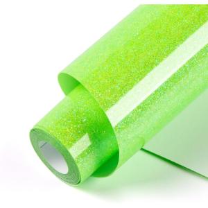 imageHTVRONT Silver Glitter Heat Transfer Vinyl  10quot x 5FT Silver Glitter HTV Vinyl for TShirts Silver Glitter Iron on Vinyl for All Cutter MachineSilver GlitterNeon Green