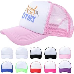 imageHTVRONT Sublimation Blank Trucker Hats 10PCS  Sponge Hats Women and Men for HTV Vinly Embroidery 3D Embroidery  Funny Trucker Hats Breathable Mesh for Parties Gifts