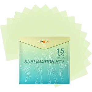 imageHTVRONT Sublimation HTV 15 Pack  12quot x 12quot Glossy Clear HTV Vinyl for Sublimation  Upgraded Sublimation Vinyl Sublimation Blanks for LightColored Cotton Fabric Bag Pillow Sublimation Shirts
