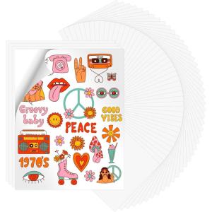 imageHTVRONT Sublimation Sticker Paper  50 Pcs Glossy White Waterproof Sublimation Stickers 85  11in for DecorationWhite