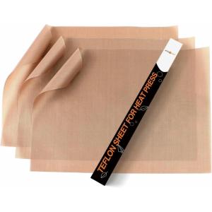 imageHTVRONT Teflon Sheets for Heat Press  3 Packs 12quot x 16quot Teflon Sheets with 3 Rolls 10mm x 33m Heat Tape for Sublimation NonStick Teflon Sheet Heat Resistant BrownBrown