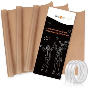 imageHTVRONT Teflon Sheets for Heat Press  3 Packs 12quot x 16quot Teflon Sheets with 3 Rolls 10mm x 33m Heat Tape for Sublimation NonStick Teflon Sheet Heat Resistant BrownBrownwhite