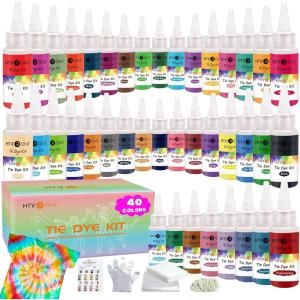 imageHTVRONT Tie Dye Kit  40 Vibrant Colors Tye Dye Kit for Large Groups PreFilled Bottles Tye dye for Kids Permanent Tie Dye Kits for Adults Tyedyedye Party Supplies Tye dye Kit to GoJust Add Water40 Colors