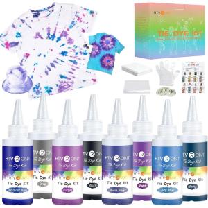 imageHTVRONT Tie Dye Kit for Kids and Adults  18 Colors 80ML PreFilled Bottles Permanent NonToxic Tye Dye Kits for Clothing TShirt Fabric Textile Craft Party Handmade ProjectJust Add WaterE  8 Galaxy Colors