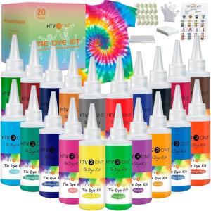 imageHTVRONT Tie Dye Kit for Kids and Adults  18 Colors 80ML PreFilled Bottles Permanent NonToxic Tye Dye Kits for Clothing TShirt Fabric Textile Craft Party Handmade ProjectJust Add WaterC  20 Colors with 120ml Bottles