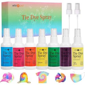 imageHTVRONT Tie Dye Kit for Kids and Adults  18 Colors 80ML PreFilled Bottles Permanent NonToxic Tye Dye Kits for Clothing TShirt Fabric Textile Craft Party Handmade ProjectJust Add WaterF  7 Colors with 60ml Spray Bottles