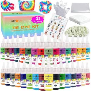 imageHTVRONT Tie Dye Kit for Kids and Adults  18 Colors 80ML PreFilled Bottles Permanent NonToxic Tye Dye Kits for Clothing TShirt Fabric Textile Craft Party Handmade ProjectJust Add WaterA  32 Colors with 60ml Bottles