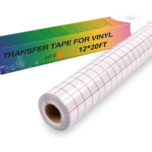 imageHTVRONT Transfer Tape for Vinyl  12quot x 20 FT Red Alignment Grid Clear Transfer Paper for Vinyl for Self Adhesive Vinyl  High Tack Transfer Tape for Signs Stickers Decals Walls DoorsREDHightack