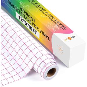 imageHTVRONT Transfer Tape for Vinyl  12quot x 20 FT Red Alignment Grid Clear Transfer Paper for Vinyl for Self Adhesive Vinyl  High Tack Transfer Tape for Signs Stickers Decals Walls DoorsREDMediumtacka