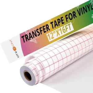 imageHTVRONT Transfer Tape for Vinyl 12quot x 16 FT wRed Alignment Grid Transfer Paper Medium Tack Vinyl Transfer Tape for Signs Stickers Decals Walls Doors ampamp WindowsRed