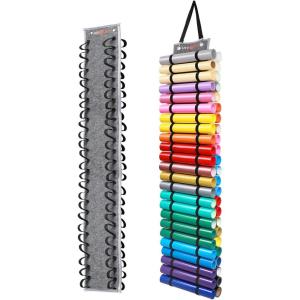 imageHTVRONT Vinyl Storage Organizer  Holds Up to 48 Rolls Grey Craft Vinyl Organizer with Wall MountHanging Over the Door