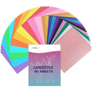 imageHTVRONT White Cardstock Paper Bundle  50 Sheets Cardstock 85 x 11 Inch 230 GSM Thick Cards for Cutting Machine White Printer Paper for Scrapbooking Crafts Home Decoration White50 SheetsMulticolored mix glitter