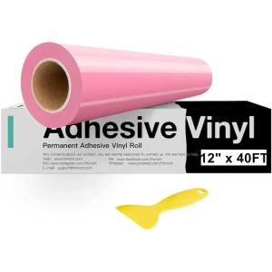 imageHTVRONT White Permanent Vinyl 12 Pack Glossy White Vinyl for Cutting Machine  10 Permanent Sheets 12quot x 12quotampamp 2 Transfer Tape Sheets for Party Decoration Sticker Craft Cutter Car Decal GlossyGlossy Pink