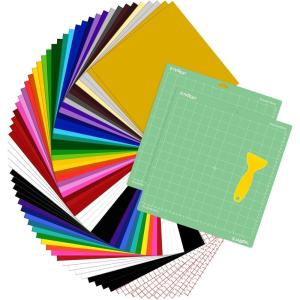 imageHTVRONT White Permanent Vinyl 12 Pack Glossy White Vinyl for Cutting Machine  10 Permanent Sheets 12quot x 12quotampamp 2 Transfer Tape Sheets for Party Decoration Sticker Craft Cutter Car Decal Glossy70 Multicolored
