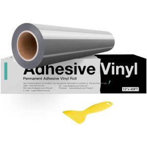 imageHTVRONT White Permanent Vinyl 12 Pack Glossy White Vinyl for Cutting Machine  10 Permanent Sheets 12quot x 12quotampamp 2 Transfer Tape Sheets for Party Decoration Sticker Craft Cutter Car Decal GlossyGlossy Silver