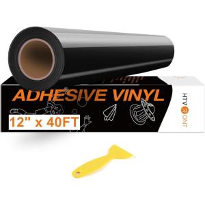 imageHTVRONT White Permanent Vinyl 12 Pack Glossy White Vinyl for Cutting Machine  10 Permanent Sheets 12quot x 12quotampamp 2 Transfer Tape Sheets for Party Decoration Sticker Craft Cutter Car Decal GlossyGlossy Black
