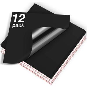 imageHTVRONT White Permanent Vinyl 12 Pack Glossy White Vinyl for Cutting Machine  10 Permanent Sheets 12quot x 12quotampamp 2 Transfer Tape Sheets for Party Decoration Sticker Craft Cutter Car Decal Glossy12 Matte Black