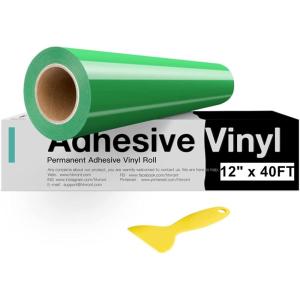 imageHTVRONT White Permanent Vinyl 12 Pack Glossy White Vinyl for Cutting Machine  10 Permanent Sheets 12quot x 12quotampamp 2 Transfer Tape Sheets for Party Decoration Sticker Craft Cutter Car Decal GlossyGlossy Green