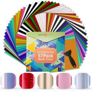 imageHTVRONT White Permanent Vinyl 12 Pack Glossy White Vinyl for Cutting Machine  10 Permanent Sheets 12quot x 12quotampamp 2 Transfer Tape Sheets for Party Decoration Sticker Craft Cutter Car Decal Glossy57 Multicolored