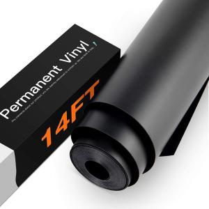 imageHTVRONT White Permanent Vinyl 12quot x 14 FT Adhesive White Vinyl Roll Compatible with Cricut Cutting Machine Silhouette Cameo Cutters Signs Scrapbooking Craft Die Cutters GlossyMatte Black