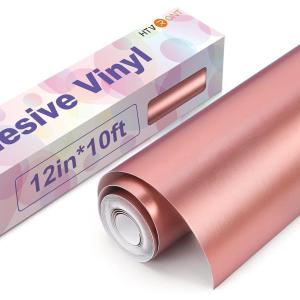 imageHTVRONT White Permanent Vinyl 12quot x 14 FT Adhesive White Vinyl Roll Compatible with Cricut Cutting Machine Silhouette Cameo Cutters Signs Scrapbooking Craft Die Cutters GlossyMatte Metallic Rose Gold
