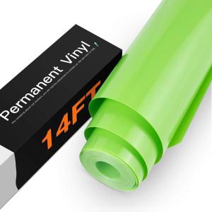 imageHTVRONT White Permanent Vinyl 12quot x 14 FT Adhesive White Vinyl Roll Compatible with Cricut Cutting Machine Silhouette Cameo Cutters Signs Scrapbooking Craft Die Cutters GlossyGreen