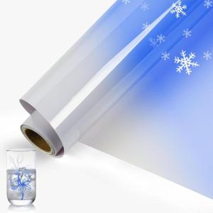 imageHTVRONT White Permanent Vinyl 12quot x 14 FT Adhesive White Vinyl Roll Compatible with Cricut Cutting Machine Silhouette Cameo Cutters Signs Scrapbooking Craft Die Cutters GlossyLight Blue to Dark Blue