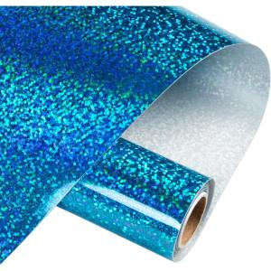 imageHTVRONT White Permanent Vinyl 12quot x 14 FT Adhesive White Vinyl Roll Compatible with Cricut Cutting Machine Silhouette Cameo Cutters Signs Scrapbooking Craft Die Cutters GlossyGlitter Blue