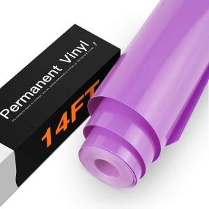 imageHTVRONT White Permanent Vinyl 12quot x 14 FT Adhesive White Vinyl Roll Compatible with Cricut Cutting Machine Silhouette Cameo Cutters Signs Scrapbooking Craft Die Cutters GlossyPurple