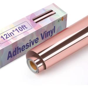 imageHTVRONT White Permanent Vinyl 12quot x 14 FT Adhesive White Vinyl Roll Compatible with Cricut Cutting Machine Silhouette Cameo Cutters Signs Scrapbooking Craft Die Cutters GlossyMetallic Rose Gold