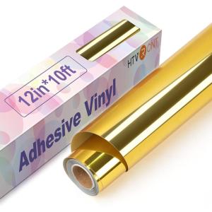 imageHTVRONT White Permanent Vinyl 12quot x 14 FT Adhesive White Vinyl Roll Compatible with Cricut Cutting Machine Silhouette Cameo Cutters Signs Scrapbooking Craft Die Cutters GlossyMetallic Gold