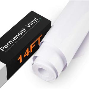 imageHTVRONT White Permanent Vinyl 12quot x 14 FT Adhesive White Vinyl Roll Compatible with Cricut Cutting Machine Silhouette Cameo Cutters Signs Scrapbooking Craft Die Cutters GlossyGlossy White