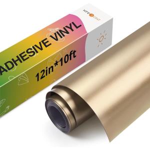 imageHTVRONT White Permanent Vinyl 12quot x 14 FT Adhesive White Vinyl Roll Compatible with Cricut Cutting Machine Silhouette Cameo Cutters Signs Scrapbooking Craft Die Cutters GlossyMatte Metallic Champagne Gold