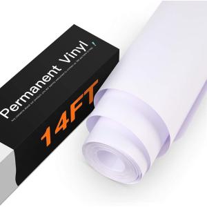 imageHTVRONT White Permanent Vinyl 12quot x 14 FT Adhesive White Vinyl Roll Compatible with Cricut Cutting Machine Silhouette Cameo Cutters Signs Scrapbooking Craft Die Cutters GlossyMatte White