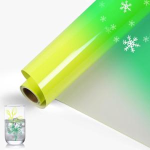 imageHTVRONT White Permanent Vinyl 12quot x 14 FT Adhesive White Vinyl Roll Compatible with Cricut Cutting Machine Silhouette Cameo Cutters Signs Scrapbooking Craft Die Cutters GlossyLight Yellow to Green