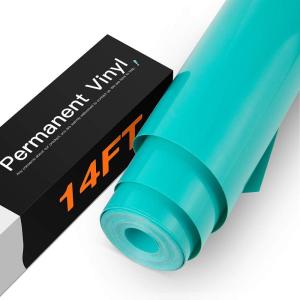 imageHTVRONT White Permanent Vinyl 12quot x 14 FT Adhesive White Vinyl Roll Compatible with Cricut Cutting Machine Silhouette Cameo Cutters Signs Scrapbooking Craft Die Cutters GlossyTurquoise