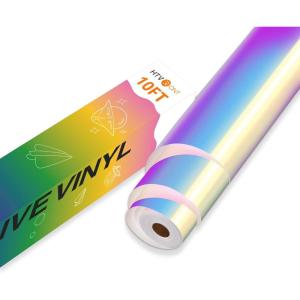 imageHTVRONT White Permanent Vinyl 12quot x 14 FT Adhesive White Vinyl Roll Compatible with Cricut Cutting Machine Silhouette Cameo Cutters Signs Scrapbooking Craft Die Cutters GlossyWhite Holographic