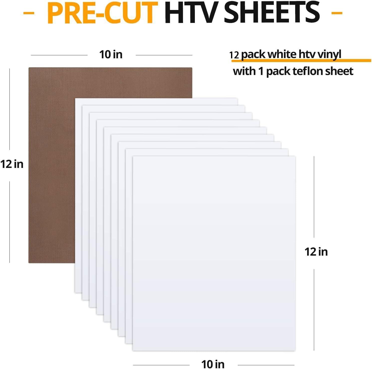 imageHTVRONT HTV Heat Transfer Vinyl 13 Pack HTV Vinyl Sheets 12quot x 10quot Iron on Vinyl for T Shirts 10 Assorted Premium Colors Heat Transfer Vinyl for All Cutting MachinesWhite