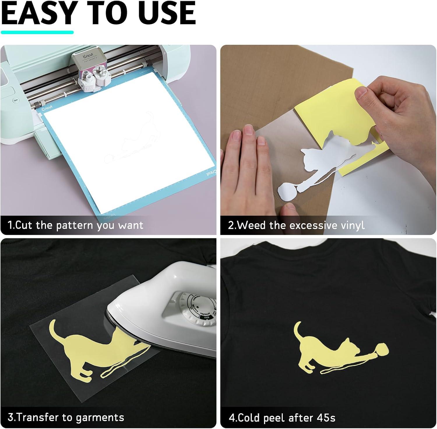 imageHTVRONT HTV Heat Transfer Vinyl 13 Pack HTV Vinyl Sheets 12quot x 10quot Iron on Vinyl for T Shirts 10 Assorted Premium Colors Heat Transfer Vinyl for All Cutting MachinesPale Yellow
