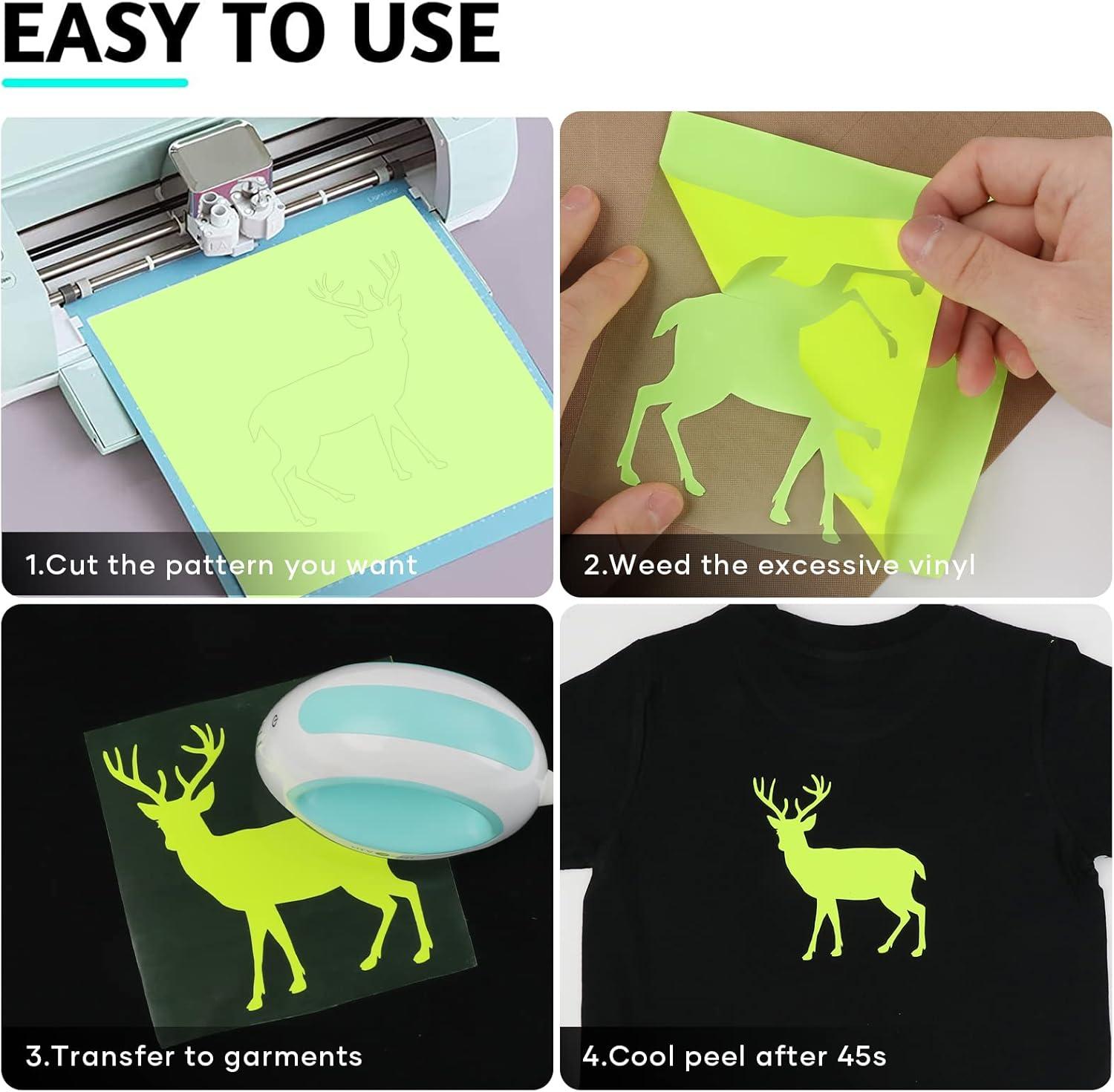 imageHTVRONT HTV Heat Transfer Vinyl 13 Pack HTV Vinyl Sheets 12quot x 10quot Iron on Vinyl for T Shirts 10 Assorted Premium Colors Heat Transfer Vinyl for All Cutting MachinesNeon Yellow