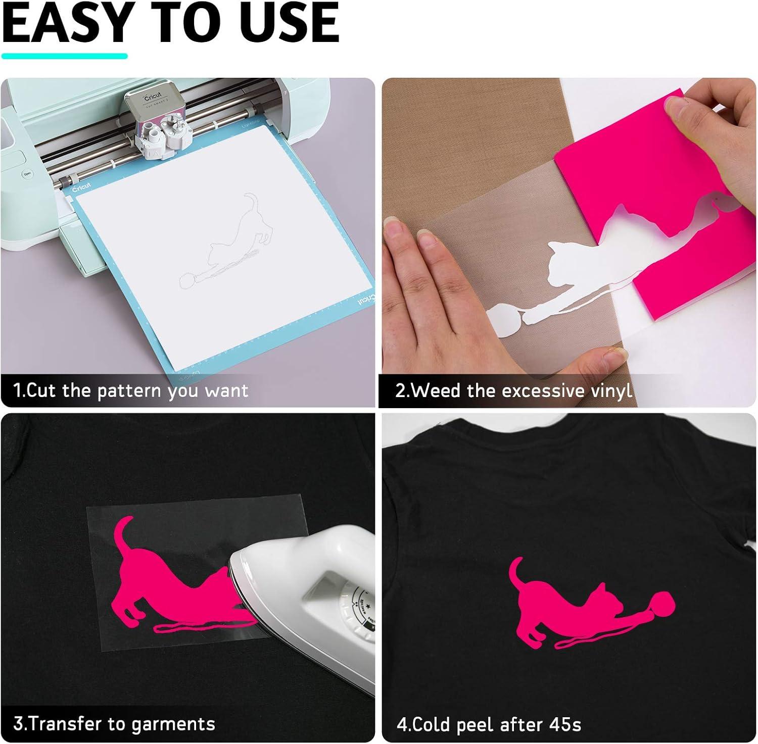 imageHTVRONT HTV Heat Transfer Vinyl 13 Pack HTV Vinyl Sheets 12quot x 10quot Iron on Vinyl for T Shirts 10 Assorted Premium Colors Heat Transfer Vinyl for All Cutting MachinesNeon Pink