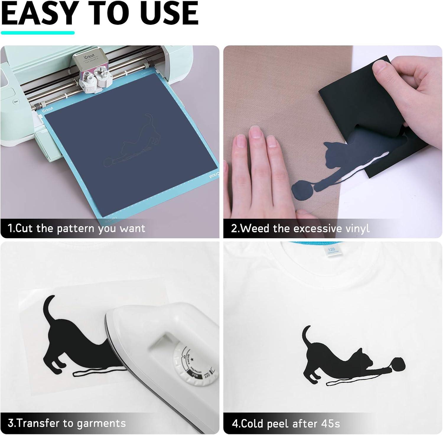 imageHTVRONT HTV Heat Transfer Vinyl 13 Pack HTV Vinyl Sheets 12quot x 10quot Iron on Vinyl for T Shirts 10 Assorted Premium Colors Heat Transfer Vinyl for All Cutting MachinesBlack