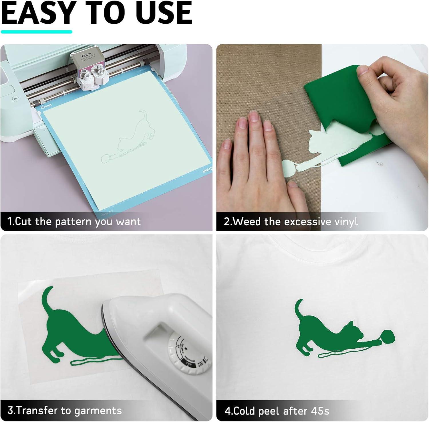 imageHTVRONT HTV Heat Transfer Vinyl 13 Pack HTV Vinyl Sheets 12quot x 10quot Iron on Vinyl for T Shirts 10 Assorted Premium Colors Heat Transfer Vinyl for All Cutting MachinesGreen